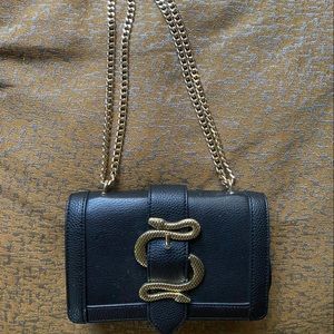 Faux leather chain crossbody purse